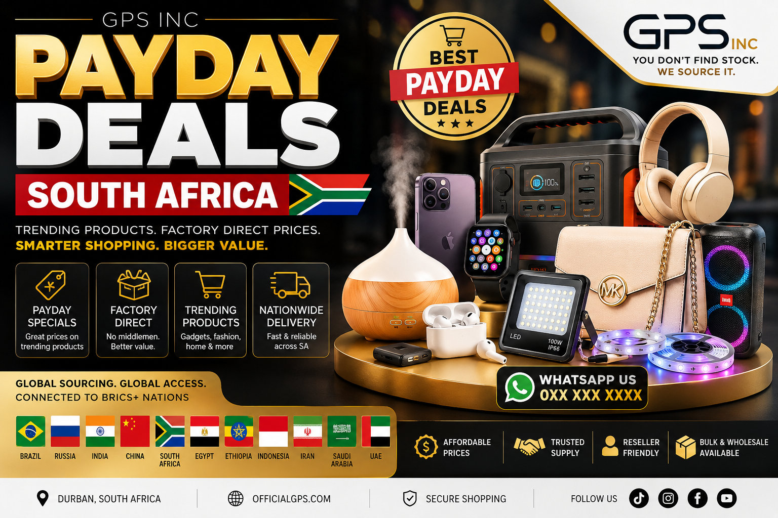 Payday Deals South Africa | Factory Direct Trending Products | GPS Inc