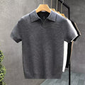 Men's Premium Knitted Lapel Short-Sleeve Polo - Slim Fit Half-Sleeve Summer Base Layer