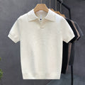 Men's Premium Lightweight Knit Sweater Polo - Slim Fit Half-Sleeve Lapel Top