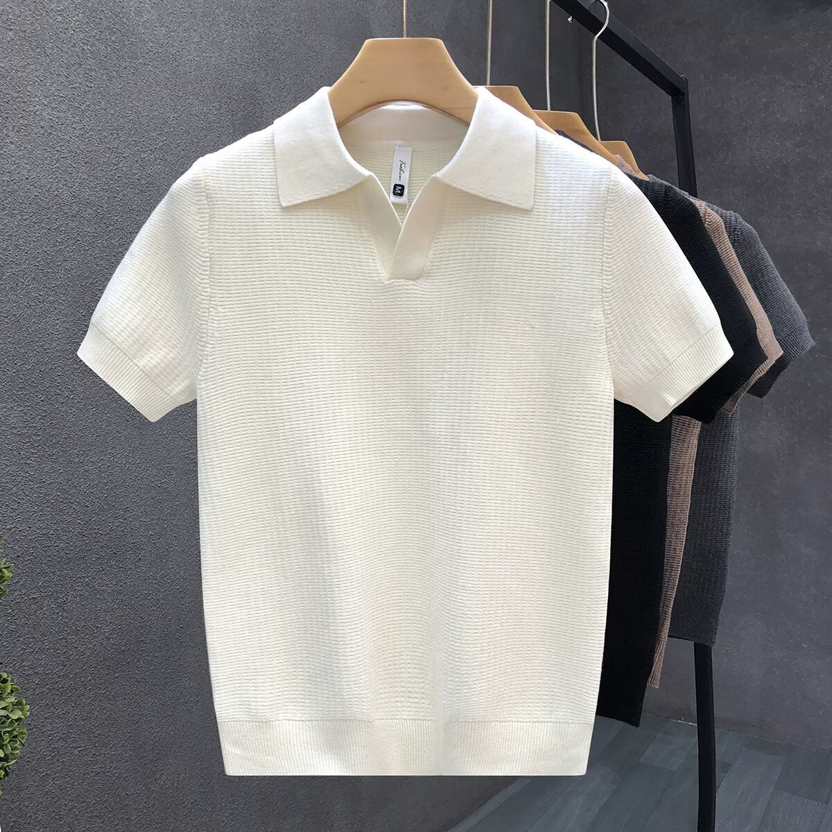 Men's Premium Lightweight Knit Sweater Polo - Slim Fit Half-Sleeve Lapel Top