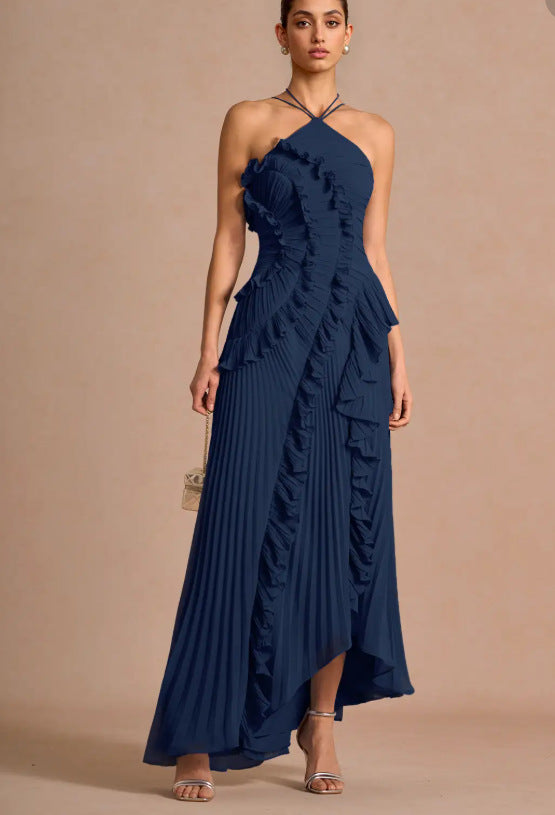 Women's Pleated Halterneck Bandeau Backless Dress – Sexy Summer Fashion Dress | 15 Colours | XS–2XL