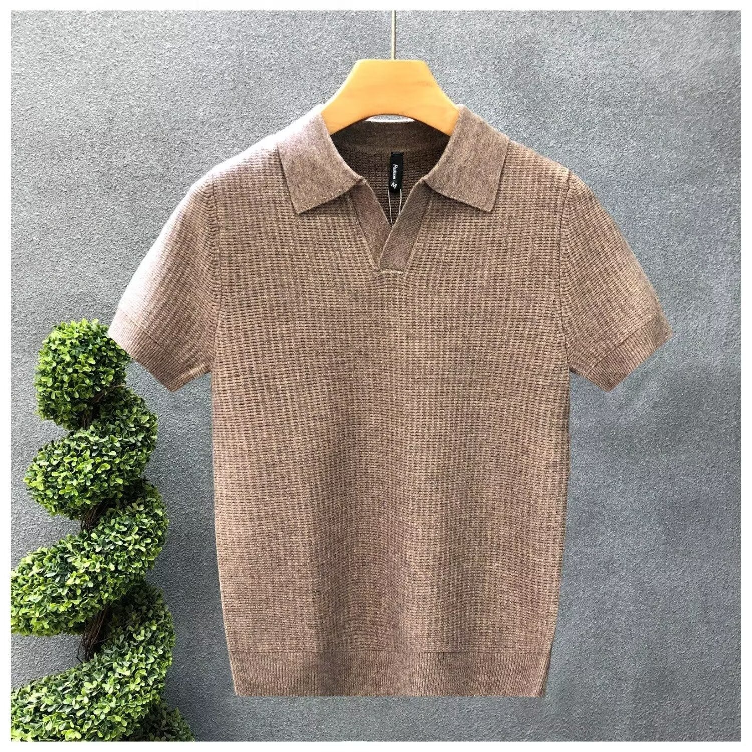 Men's Premium Knitted Lapel Short-Sleeve Polo - Slim Fit Half-Sleeve Summer Base Layer