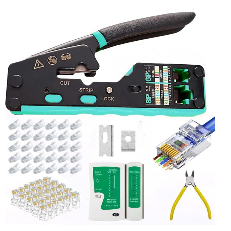 Multifunctional RJ45 Pass-Through Network Cable Crimp Tool Kit