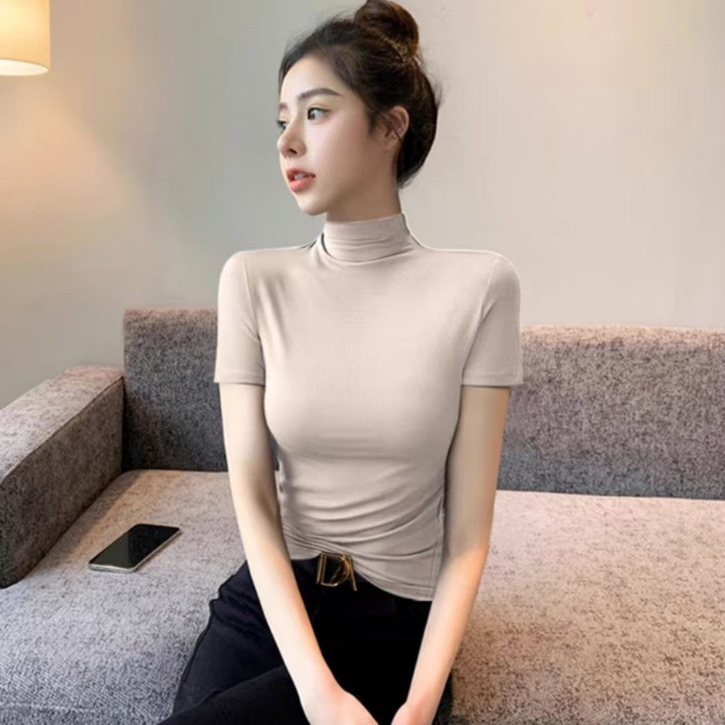 New Encore Women's Half-High Neck Short-Sleeve T-Shirt - Mock Neck Base Layer Top