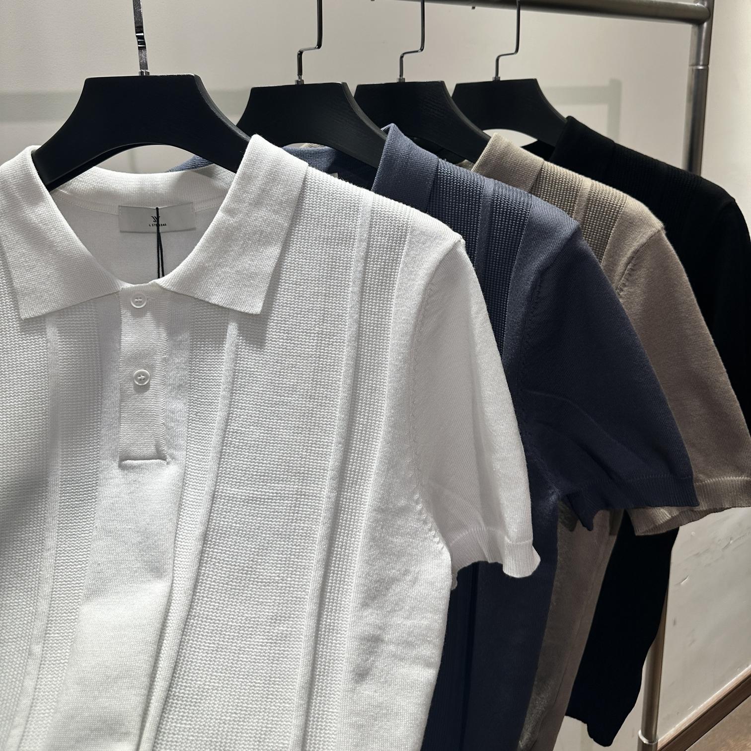 Men's Designer Ice Feel Stretch Knitted Polo - Short-Sleeve Business Casual T-Shirt