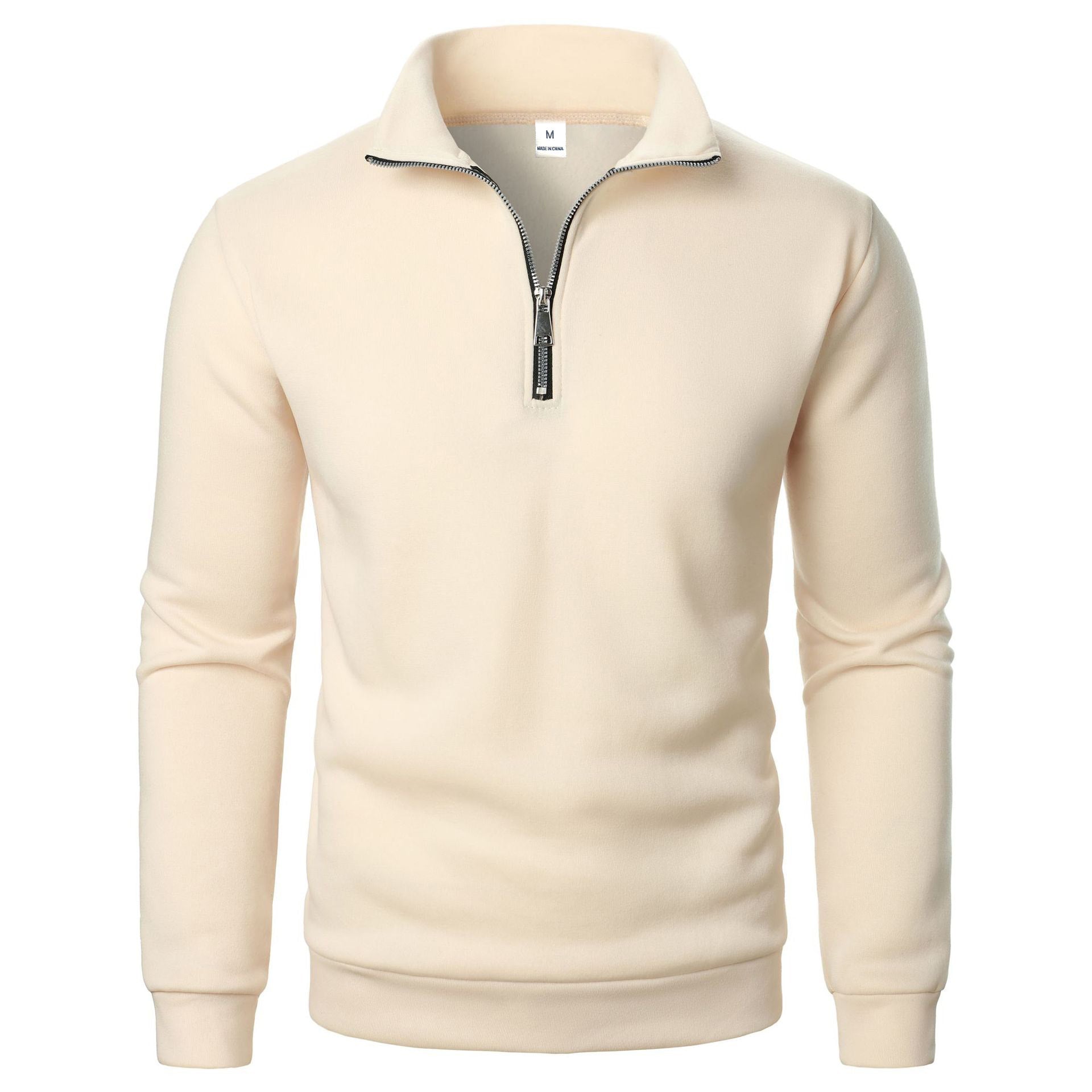 Men's Loose Fit Half-Zip Stand-Collar Pullover Sweatshirt - Casual Plus Size Fleece Hoodie