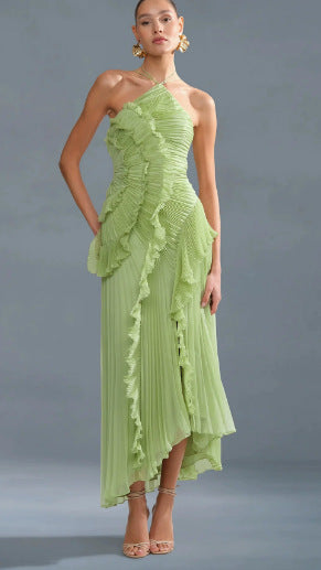 Women's Pleated Halterneck Bandeau Backless Dress – Sexy Summer Fashion Dress | 15 Colours | XS–2XL