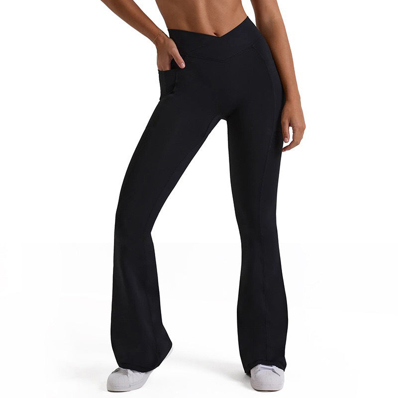 Two-Piece Wide-Leg Flared Yoga Set - High-Rise Hip-Lifting Gym Performance Wear