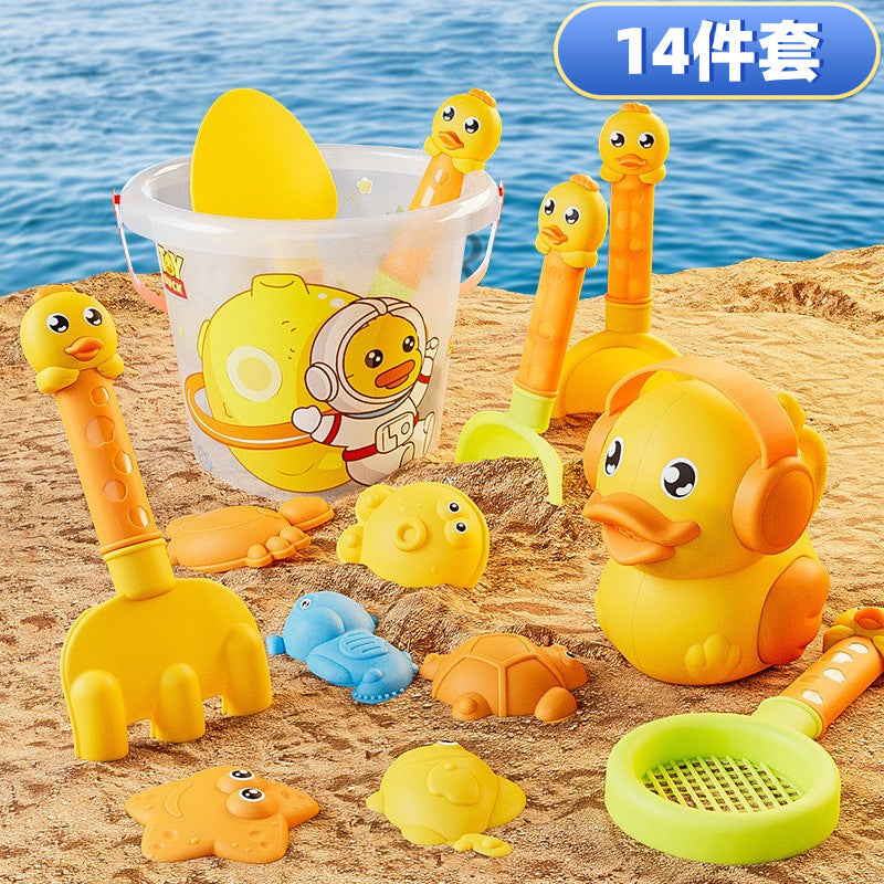 Children's Outdoor Beach Toys Full Set - Sand Digging Shovel Tools & Bucket Kit