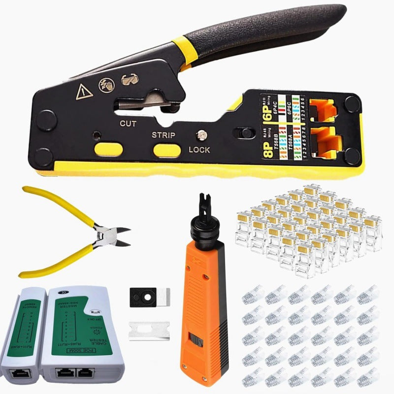 Multifunctional RJ45 Pass-Through Network Cable Crimp Tool Kit