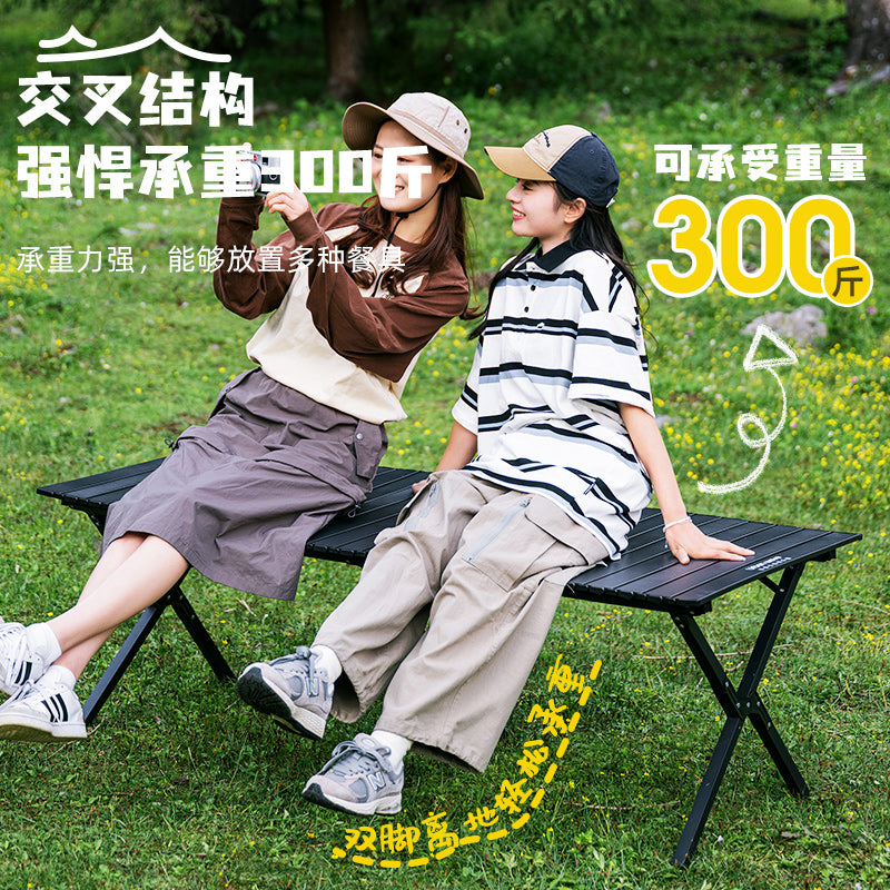 Lightweight Portable Camping Egg Roll Table & Picnic Chair Set - Full Outdoor Kit