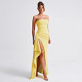 Women's Sexy Bandeau Tube Dress – Side Slit Irregular Hem | XS–L