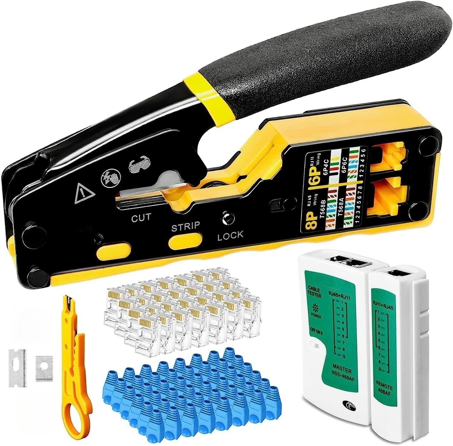Multifunctional RJ45 Pass-Through Network Cable Crimp Tool Kit