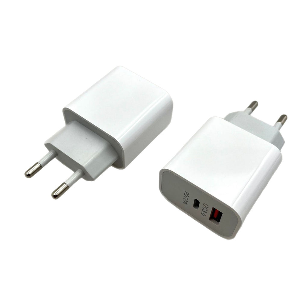 Dual Port 20W USB-A & USB-C PD Fast Charger Set - European Spec Wall Adapter