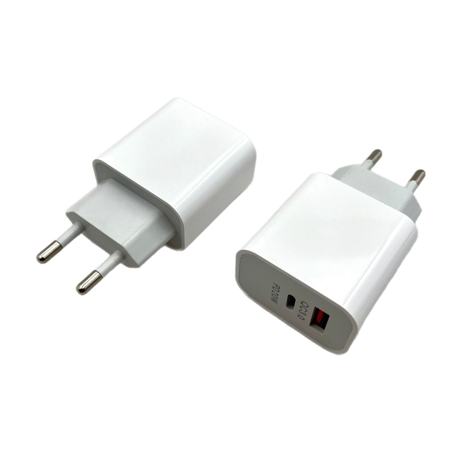 Dual Port 20W USB-A & USB-C PD Fast Charger Set - European Spec Wall Adapter