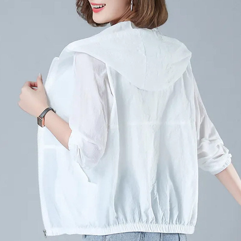 Women's Lightweight Sun Protection Short Coat - UV Protective Breathable Summer Jacket