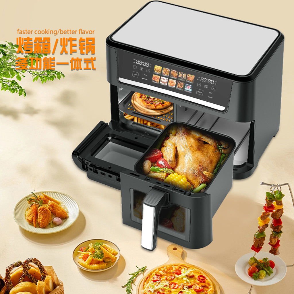 14L large-capacity double-compartment air fryer household high-power intelligent smoke-free electric fryer oven