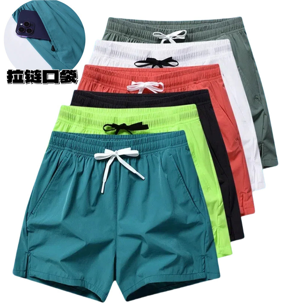 Men's Quick-Dry Breathable Athletic Running Shorts - Solid Color Gym Training Bottoms