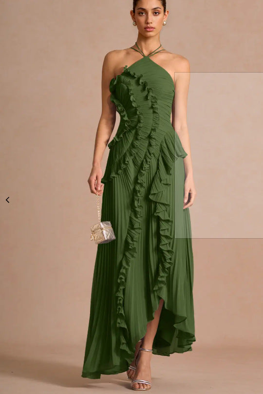 Women's Pleated Halterneck Bandeau Backless Dress – Sexy Summer Fashion Dress | 15 Colours | XS–2XL