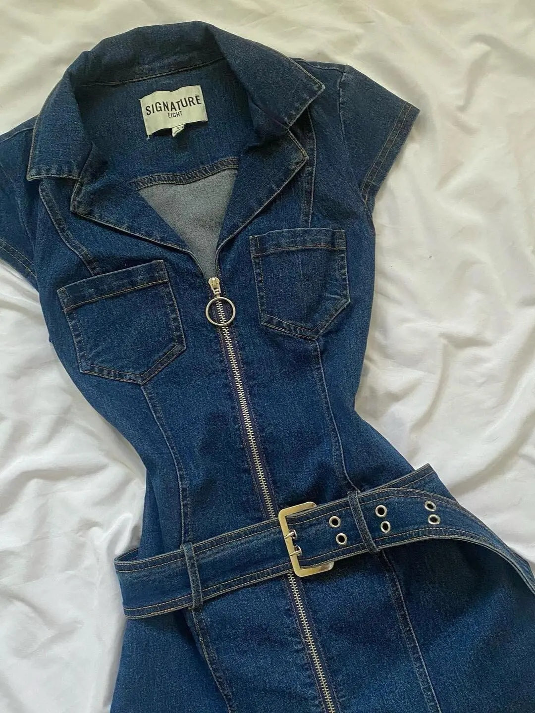Women's Retro Sleeveless Denim Dress – Waist-Slimming Slim Fit | S–XL