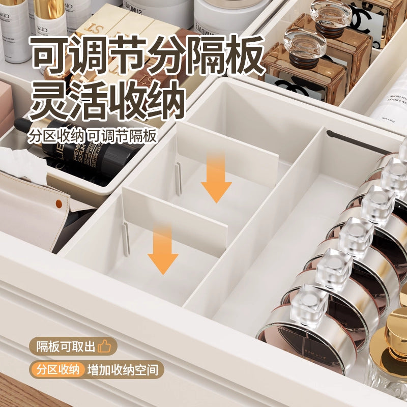 Plastic Desktop Storage Organizer Box - Cosmetic & Snack Compartment Basket