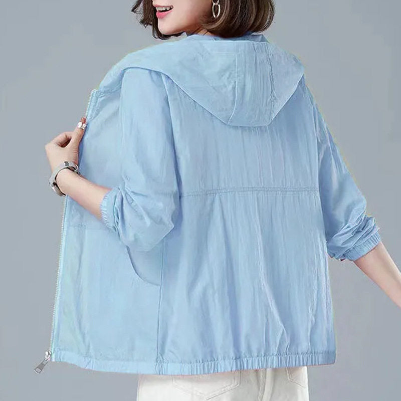 Women's Lightweight Sun Protection Short Coat - UV Protective Breathable Summer Jacket