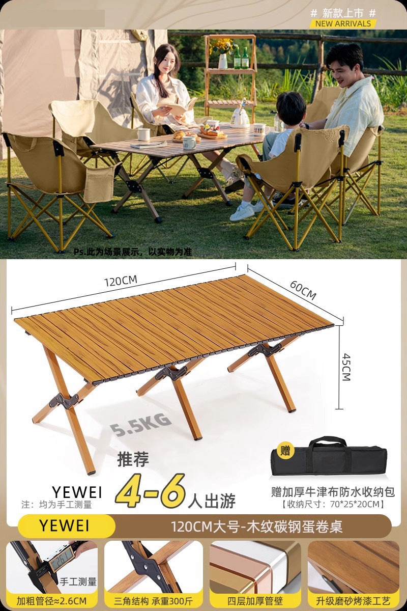 All-in-One Outdoor Picnic Folding Table & Moon Chair Set - Complete Camping Gear
