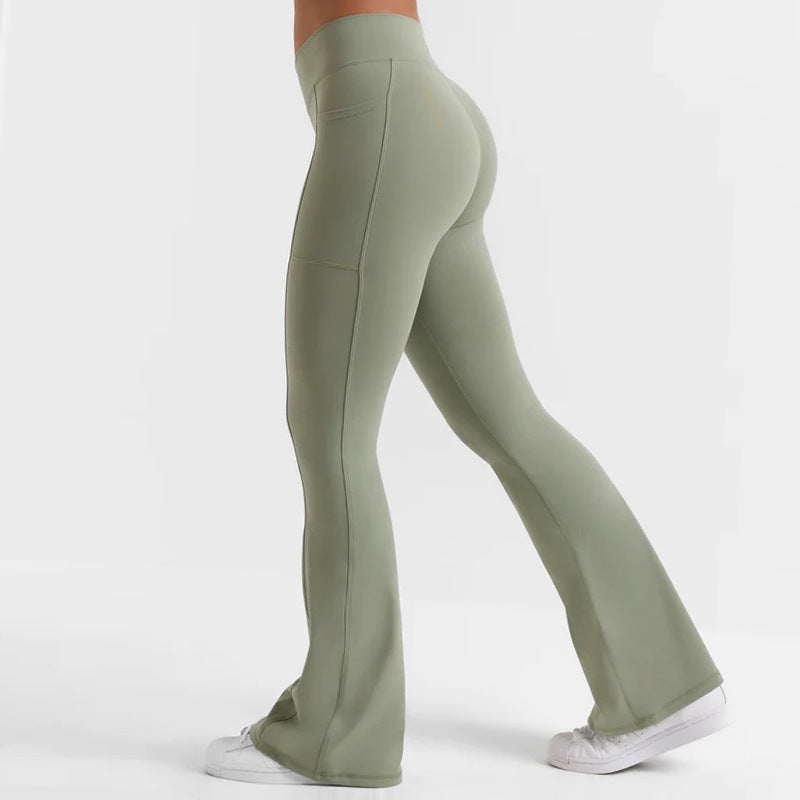 Two-Piece Wide-Leg Flared Yoga Set - High-Rise Hip-Lifting Gym Performance Wear