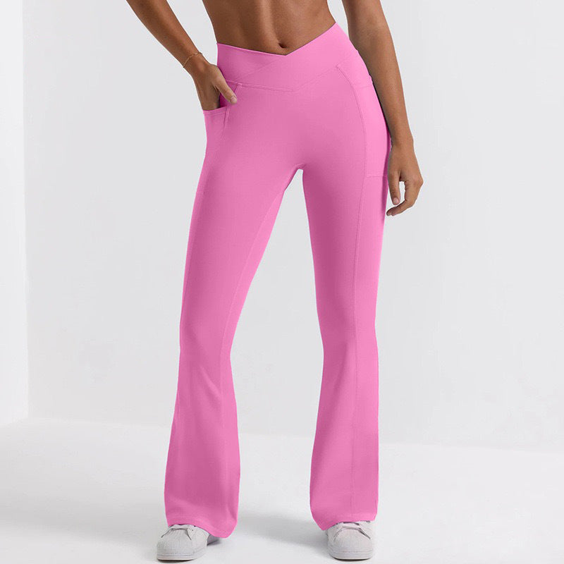 Two-Piece Wide-Leg Flared Yoga Set - High-Rise Hip-Lifting Gym Performance Wear