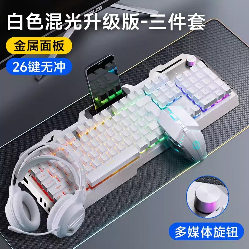 Mechanical Gaming Keyboard Mouse Headset Three-Piece Set - Wired PC E-Sports Combo