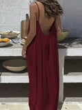 Women's Open-Back Cami Loungewear Dress – Loose Suspender Style | 27 Colours | S–5XL