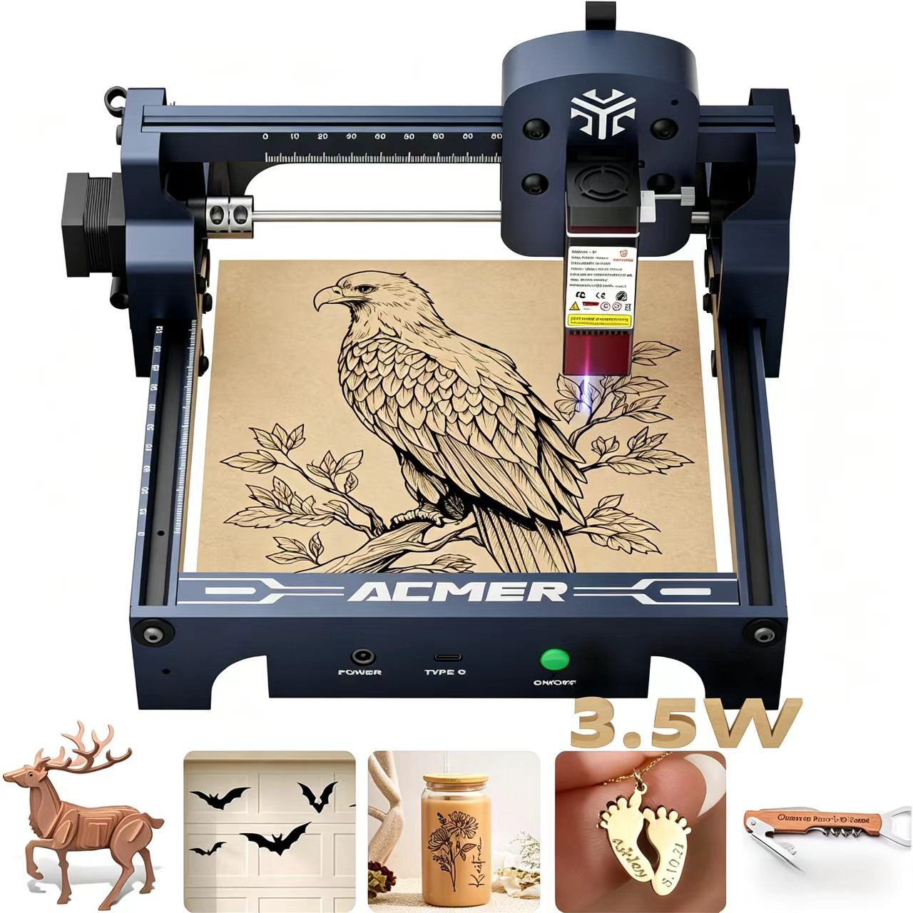 ACMER S1 Laser Engraving Machine – Wood, Acrylic, Plastic & Leather Engraver (2.5W / 3.5W / 6W)