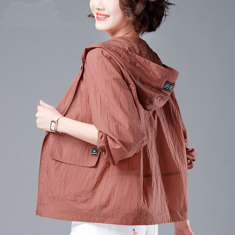 Women's Lightweight Sun Protection Short Coat - UV Protective Breathable Summer Jacket