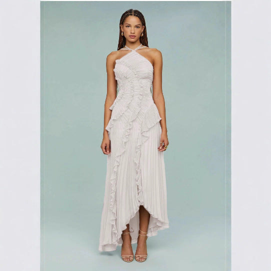 Women's Pleated Halterneck Bandeau Backless Dress – Sexy Summer Fashion Dress | 15 Colours | XS–2XL