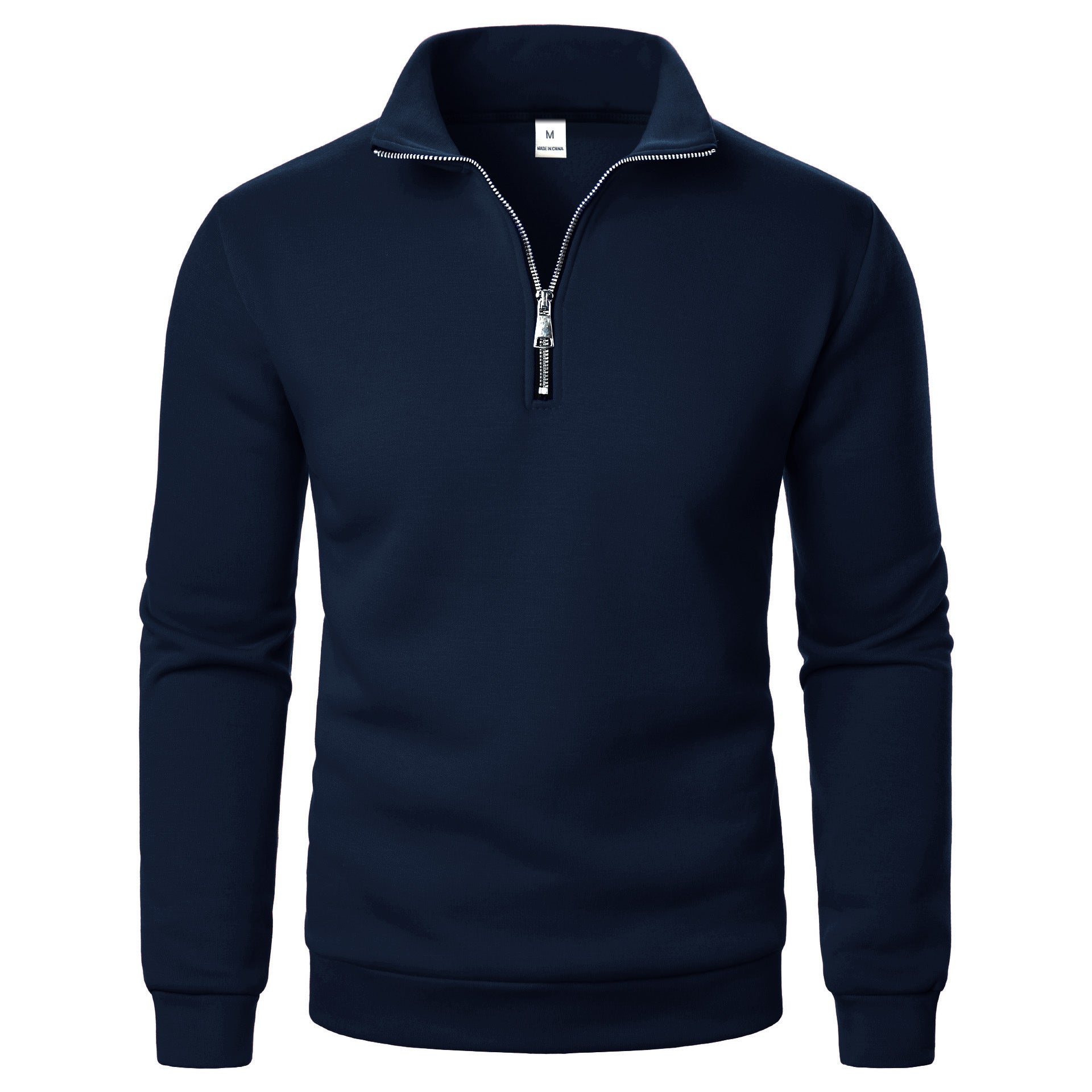 Men's Loose Fit Half-Zip Stand-Collar Pullover Sweatshirt - Casual Plus Size Fleece Hoodie