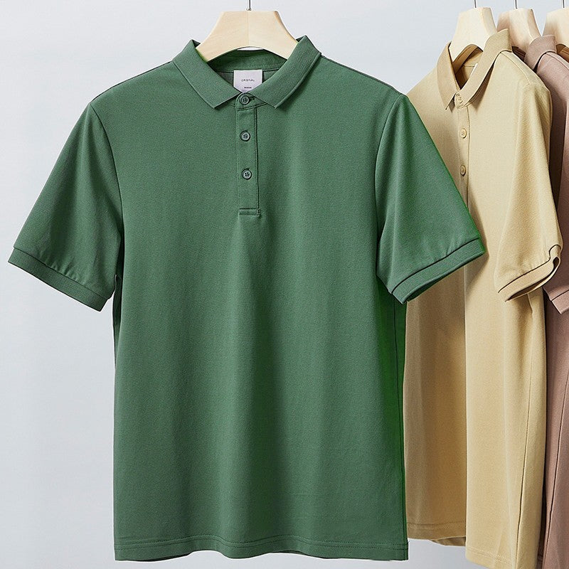 Men's Premium Ice Silk Short-Sleeve Polo Shirt - Breathable Slim Fit Summer Knit