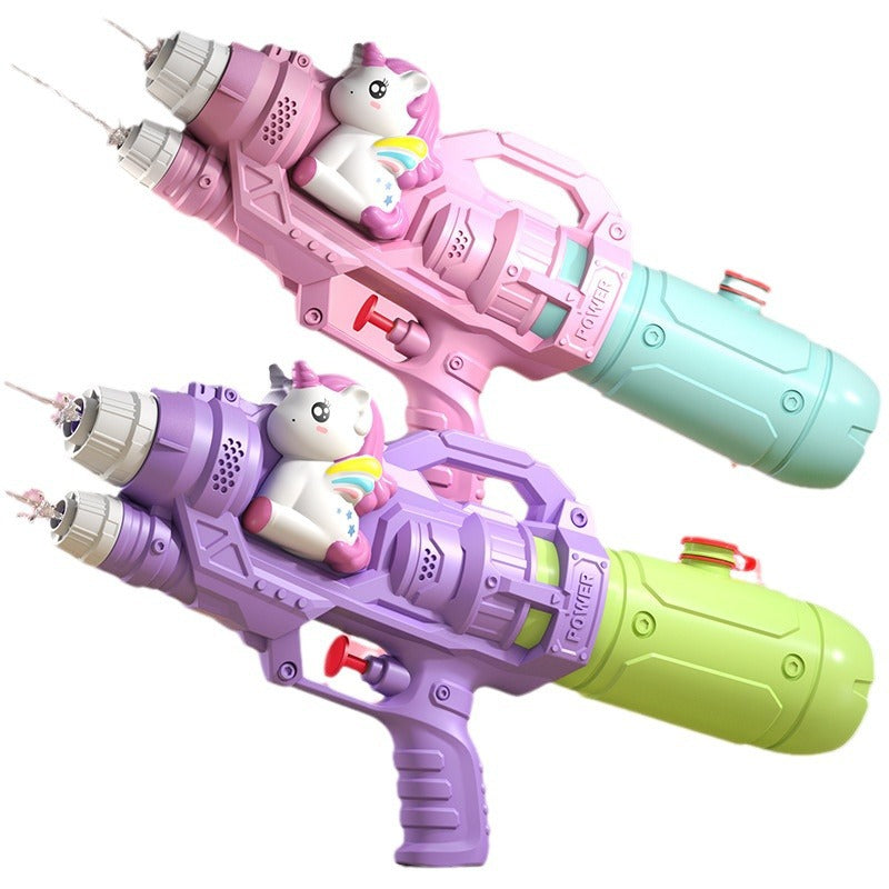 Double Nozzle Pull-Out Water Gun Toy - Cartoon Style Outdoor Water Play Kit