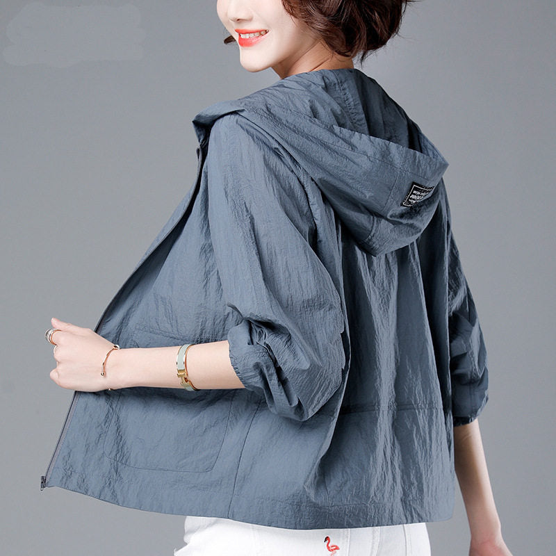 Women's Lightweight Sun Protection Short Coat - UV Protective Breathable Summer Jacket