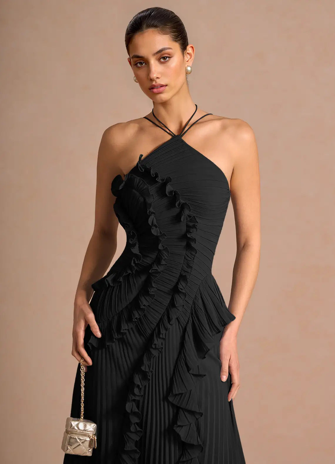 Women's Pleated Halterneck Bandeau Backless Dress – Sexy Summer Fashion Dress | 15 Colours | XS–2XL