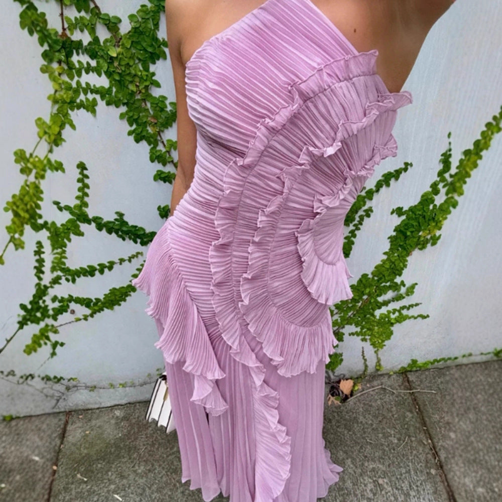Women's Pleated Halterneck Bandeau Backless Dress – Sexy Summer Fashion Dress | 15 Colours | XS–2XL