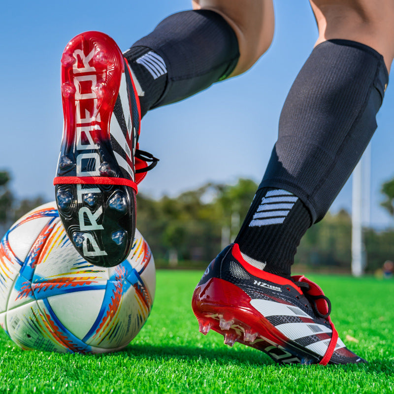 Falcon 25 Junior Soccer Shoes Men's Big Tongue Sub-High End Macy No Shoelaces FG Long Spikes Soccer Boots TF Crushed Studs