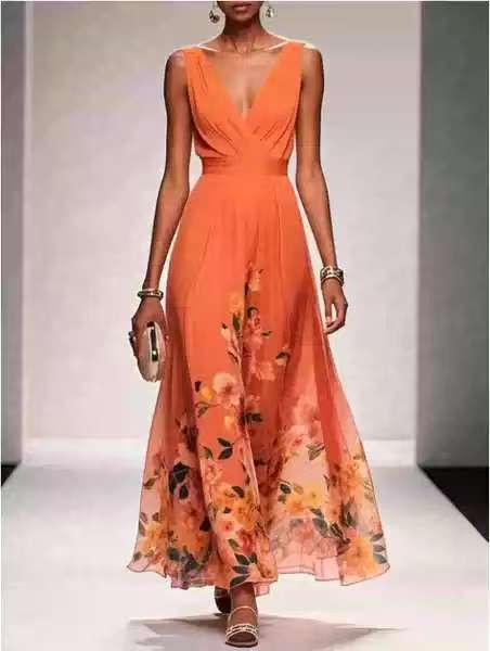 Women's Deep-V Chiffon Print Dress – Sexy Summer Vest Dress | 9 Colours | S–XXL