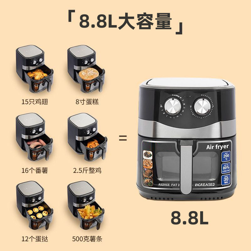 Large Capacity Visible Stainless Steel Air Fryer - Fully Automatic Multi-Function Fryer