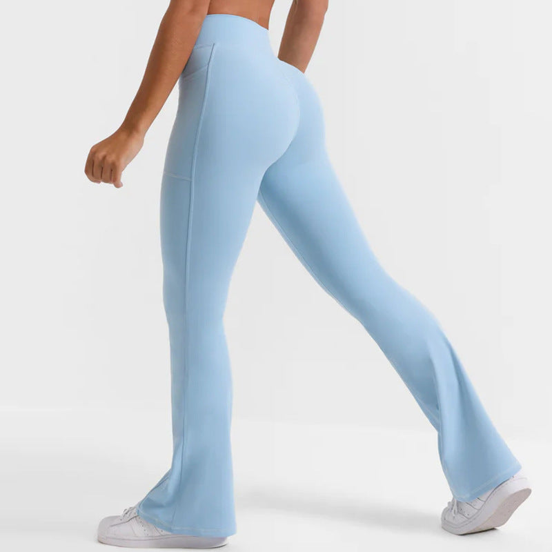 Two-Piece Wide-Leg Flared Yoga Set - High-Rise Hip-Lifting Gym Performance Wear