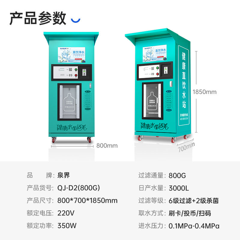 Quanjie QJ Series Automatic Water Vending Machine – Community RO Water Station | Self-Service Card & Coin | Smart IoT (400G / 800G)