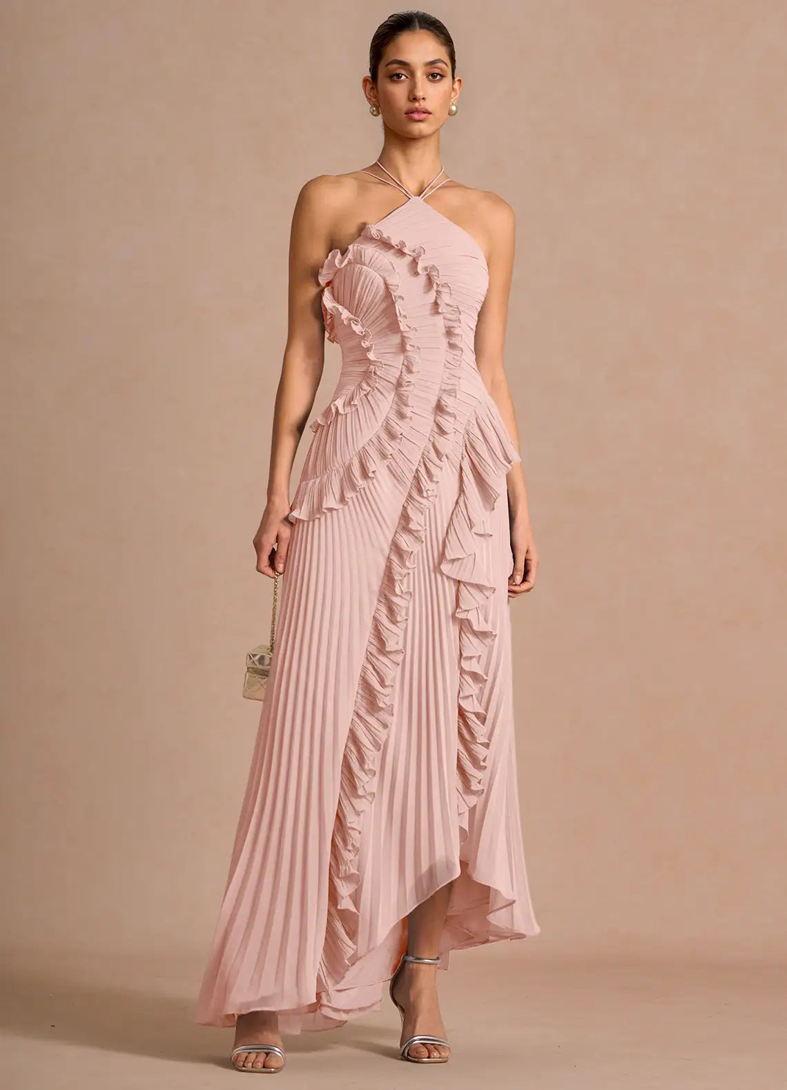 Women's Pleated Halterneck Bandeau Backless Dress – Sexy Summer Fashion Dress | 15 Colours | XS–2XL