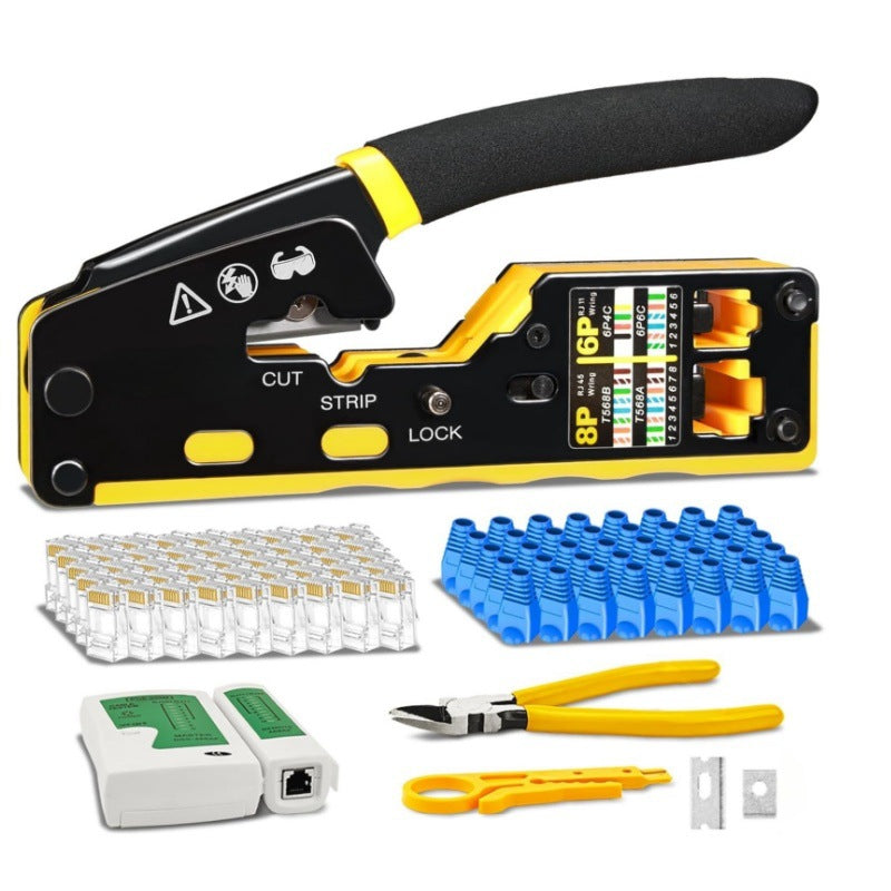 Multifunctional RJ45 Pass-Through Network Cable Crimp Tool Kit