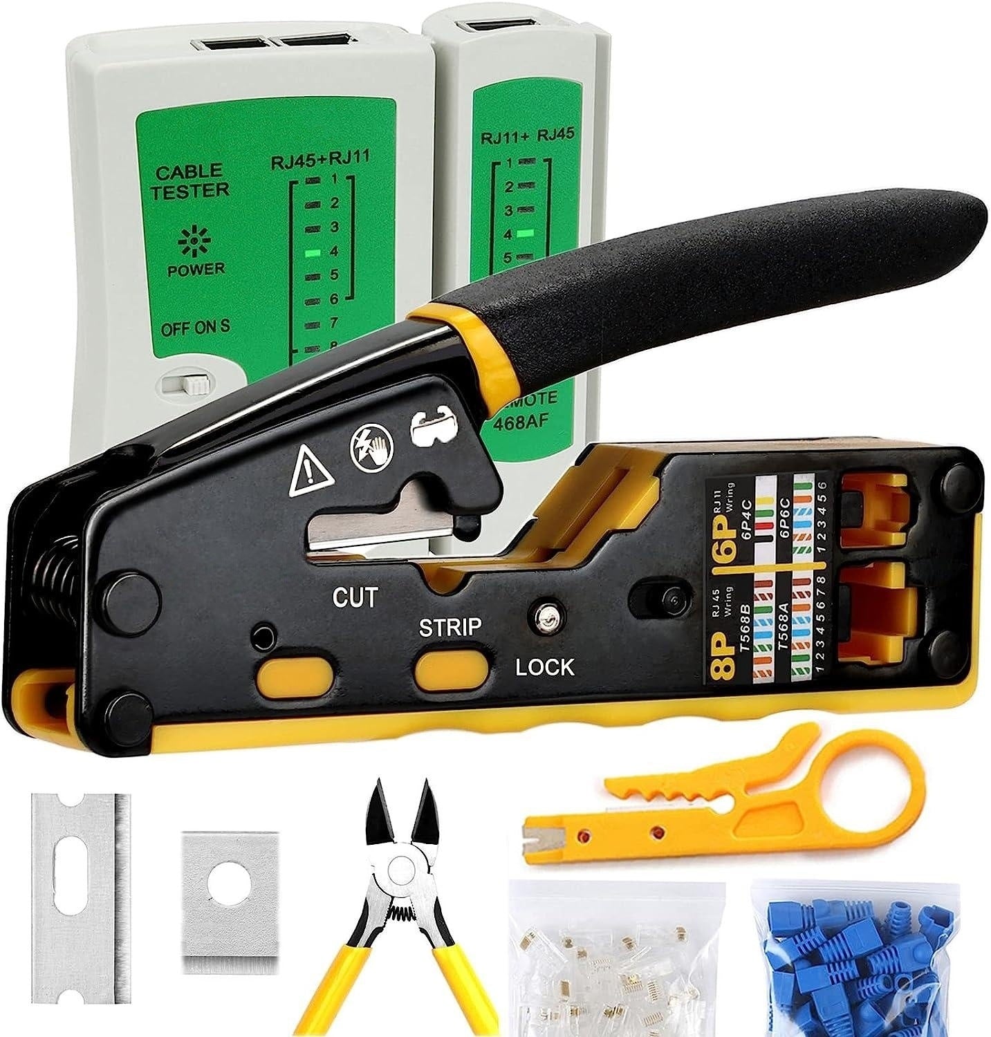Multifunctional RJ45 Pass-Through Network Cable Crimp Tool Kit