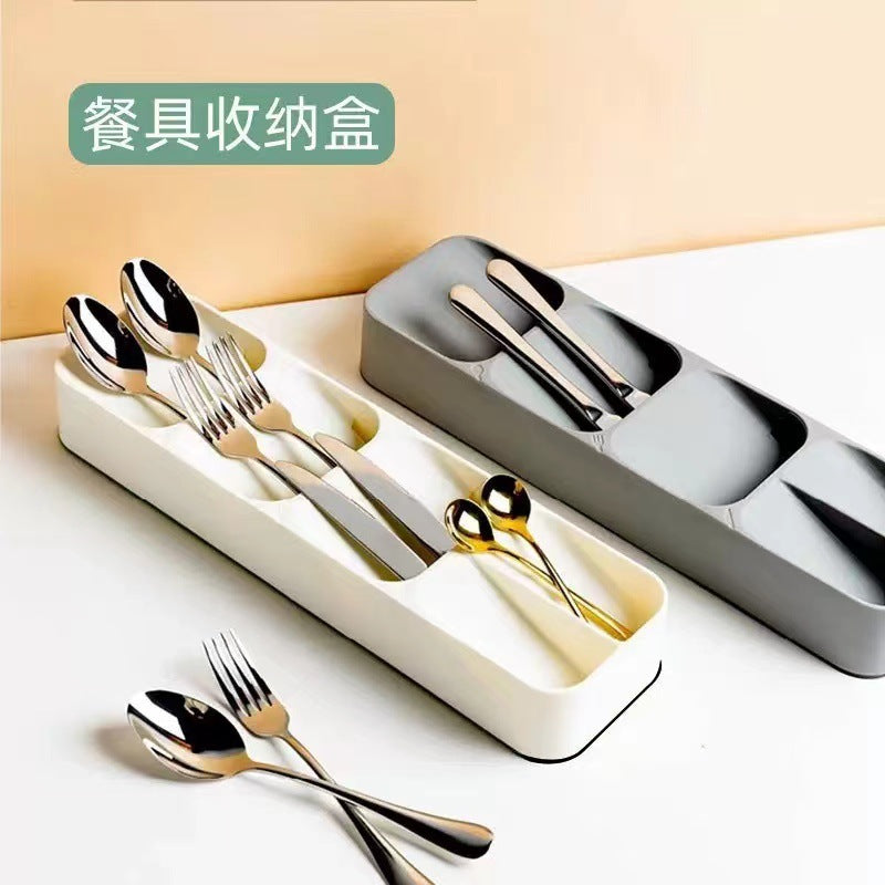 Kitchen Drawer Cutlery Organizer Compartment - Multi-Slot Knife Holder Box