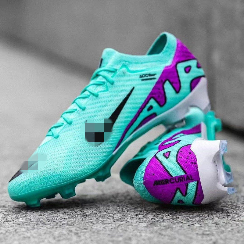 Cross-border Assassin 15 Men and Women FG Long Spike Soccer Shoes Knitted Waterproof Student Air Cushion Competition CR7 Training Sports Shoes